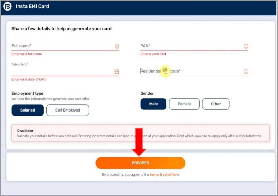 Bajaj Finserv Card apply process image